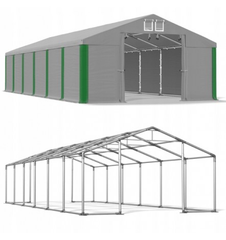 6x12 72m² tente/hangar de stockage, H. 3,09 m, porte 3,04x2,45m toile PVC 530 g/m²