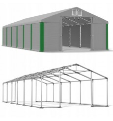 6x12 72m2 tienda/ cobertizo de almacenamiento, H. 3,09 m, puerta 3,04x2,45m lona de PVC 530 g/m2
