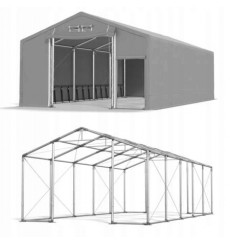 4x10 40m² tenda di stoccaggio/hangar, H. 3,65 m, 2 porte + ingresso rapido PVC 600 g/m² ignifugo
