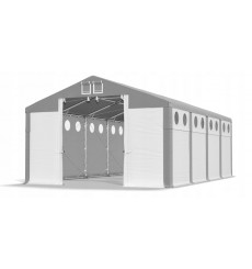 6x8 48 m² Hangar/tenda, H. 4,09m, porta 2,77x3,42m, tessuto ignifugo in PVC multistrato 600 g/m²