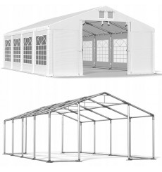 Tenda jadin 6x8 48 m², H. 3,09m, porta 2,77x2,42m, lona PVC 530 g/m²