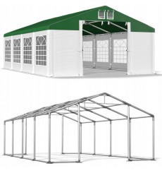 Tenda da giardino 5x8 40 m², H. 2,91 m, porta 2,33x2,31 m, tessuto PVC 530 g/m².