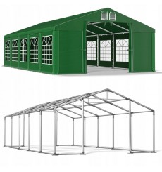 Tenda de jardim 5x10 50 m², H. 2,91m, porta 2,33x2,31 m, tecido PVC 530 g/m²