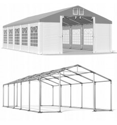 Tenda de jardim 5x10 50 m², H. 2,91m, porta 2,33x2,31 m, tecido PVC 530 g/m²