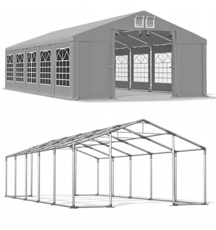 5x10 50 m² tente de jardin, H. 2,91m, porte 2,33x2,31 m, toile PVC de 530 g/m²