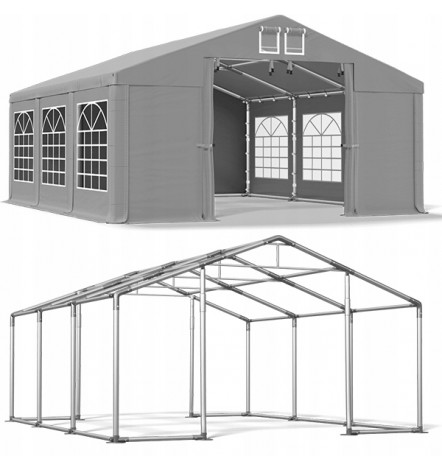 5x6 30 m² tente de jardin, H. 2,91m, porte 2,33x2,31 m, toile PVC de 530 g/m²