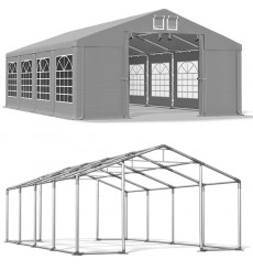Tenda de jardim 4x8 32 m², H. 3.15m, porta 1.95x2.47 m, tecido PVC 530 g/m²