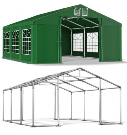 4x6 24 m² tente de jardin, H. 3,15m, porte 1,95x2,47 m, toile PVC de 530 g/m² 