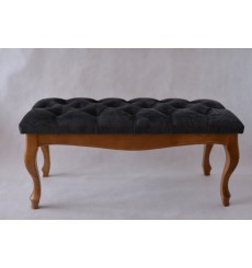 Banc, bout de lit capitonné noir 90x43x40 cm