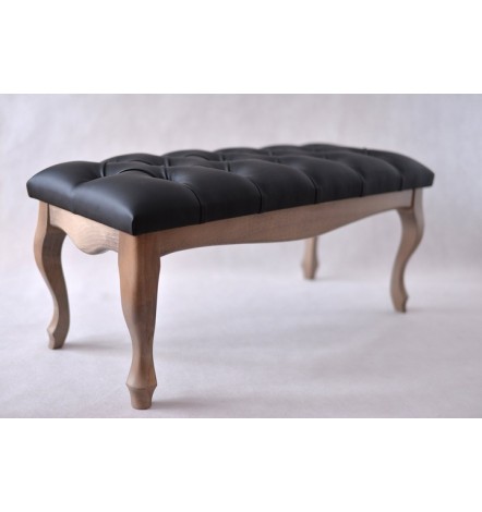 Banc, bout de lit capitonné noir 90x43x40 cm