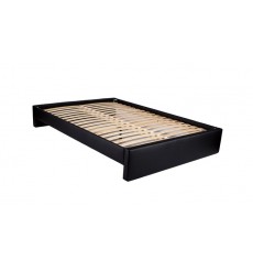 Base de cama deco de ripas nuas com capa de couro sintético preto 120x200 cm