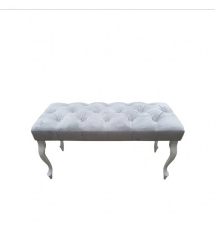 Banc, bout de lit capitonné gris 90x43x40 cm