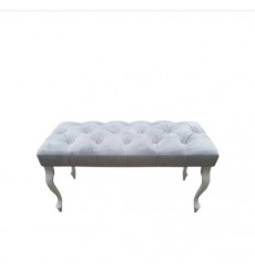 Banc, bout de lit capitonné gris 90x43x40 cm