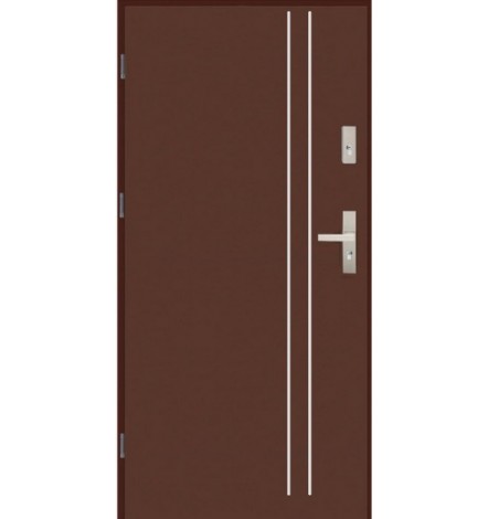Porte d'entrée 90 cm en Alluminium marron