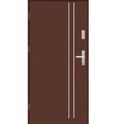 Porte d'entrée 90 cm en acier marron