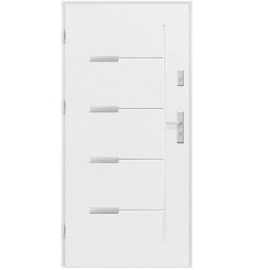 Porte d'entrée 80 cm H1 en acier inoxydable blanc