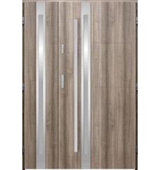 Porte d'entrée double GALILÉE 90x40 cm chêne blanchi