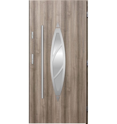 Porte d'entrée simple BELIAR 90 cm chêne blanchi