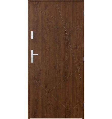 Porte d'entrée simple DIAGO 90 cm noyer