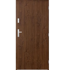 Porte d'entrée simple DIAGO 90 cm noyer