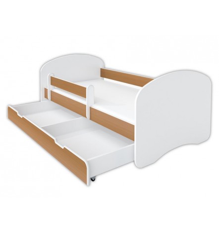 Lit enfant Chery blanc chêne avec tiroir de rangement et matelas 80x160 cm