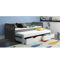 Cama de trundle BRIKO com gavetas de arrumação 80x160 cm