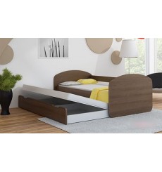 Cama de trundle Freddy wenge 90x200 cm com colchão e armazenamento 