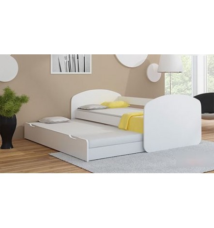 Lit gigogne Freddy blanc 90x200 cm avec matelas et rangement 