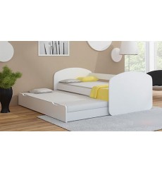 90x200 cm cama blanca Freddy para piernas con colchón y almacenamiento 