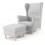 Fauteuil bergère Maxwell gris avec repose pieds